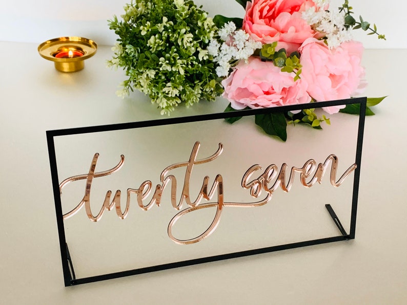 Wedding Table Numbers Script Table Number Holders Reception Decor Wedding Signs Calligraphy Modern Centerpieces Elegant Decorations image 4