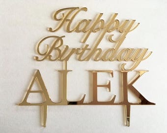 Topper per torta di compleanno personalizzato con nome personalizzato