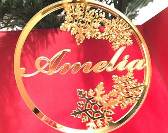 Custom Acrylic Christmas Ornaments – Personalized Name Baubles, Tree Decorations, Holiday Dinner Decor, Winter Wedding Favors & Xmas Gifts