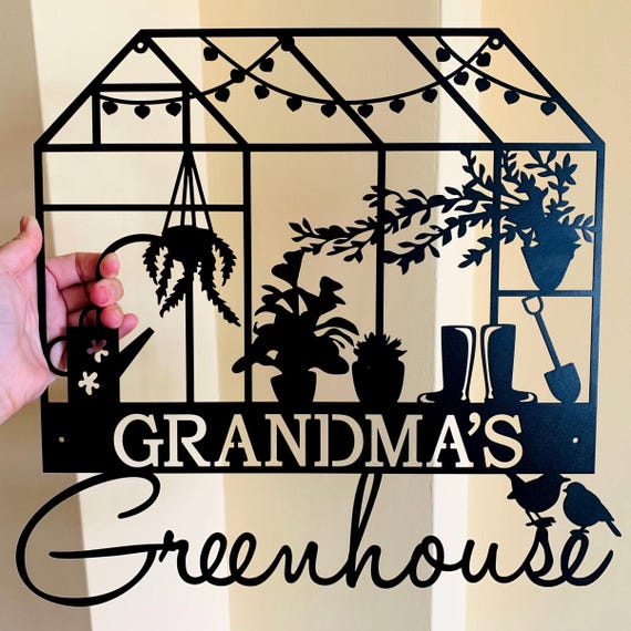 Personalized Greenhouse Name Sign Custom Garden Grandmas Plaque Metal Wall Art Yard Sign Gift for Gardener Flower Decor Mom's Place Any NAME