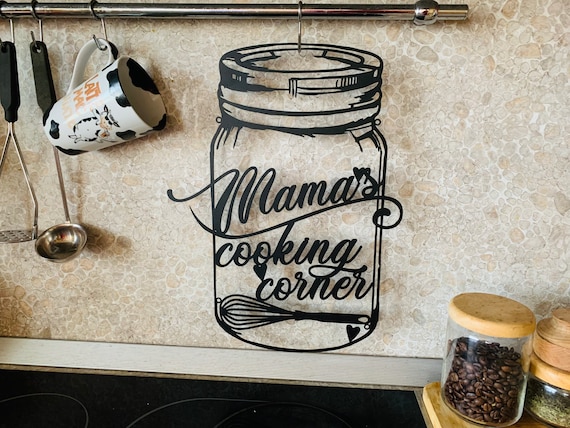 Personalized Jar Mama's Cooking Corner Custom Kitchen Sign Gift For Cooking Lover Metal Wall Art Indoor Housewarming Plaque Moms Kitchen