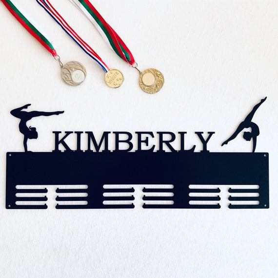 Personalized Gymnastics Medal Holder Custom Name Custom Gymnast Medal Hanger Metal Display Rack for Awards Sports Medal Hanger Hanging Sign