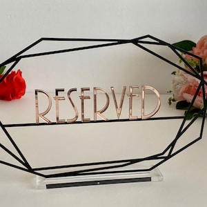 Reserved Sign with Laser-Cut Letters in Different Colors - Freestanding Wedding Centerpieces