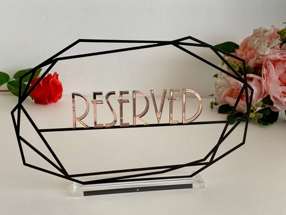 Reserved Sign with Laser-Cut Letters in Different Colors - Freestanding Wedding Centerpieces