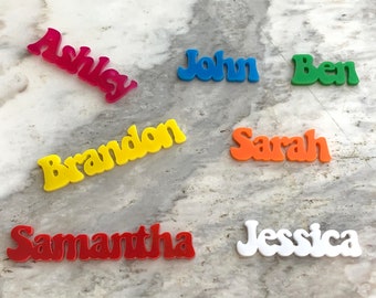 Personalized Retro Laser Cut Names Custom Place Cards Disco Party Decor Guest Names Place Settings Birthday Bachelorette Wedding 70s Decor