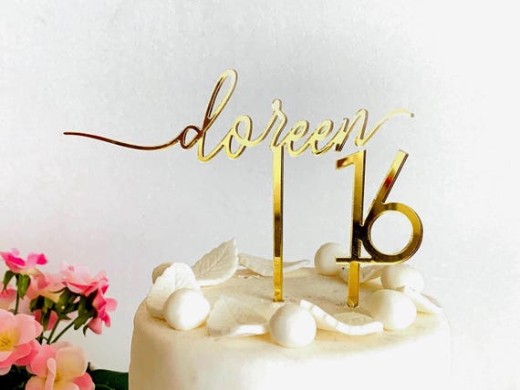 Personalized Cake Topper Custom Name Topper Any Age Cupcake Cake Topper Decorations Calligraphy Customized Topper Happy 1st First Birthday