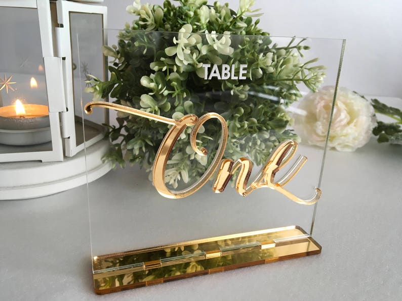 Wedding Table Number Holders Mirro Limited time for Challenge the lowest price free shipping Gold Calligraphy Personalized