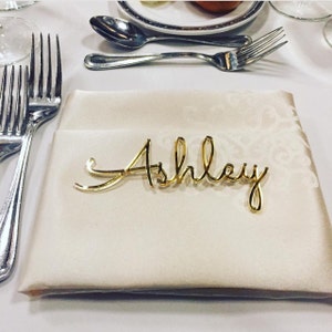 Personalized wedding place table cards Laser cut names Guest Gold Mirror