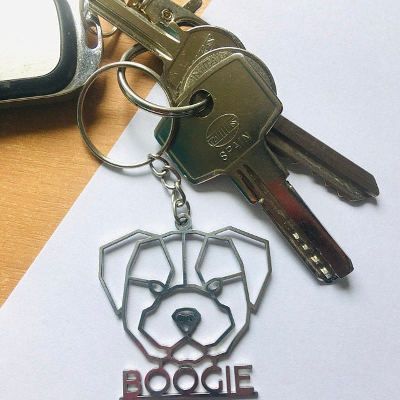 Personalized Dog Keychain Custom Design Customized Dog Breed Any Name Pet Keyring Stainless Steel Dog Silhouette, Fathers day, Memorial gift image 7