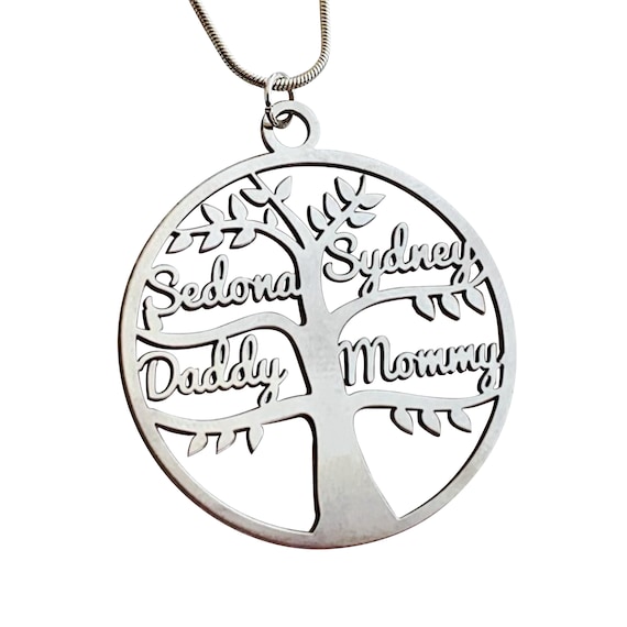 Custom Tree of Life Necklace & Kids Names– Personalized Family Necklace with Multiple Names – Gift for Mom or Grandma - Tree of Life Pendant