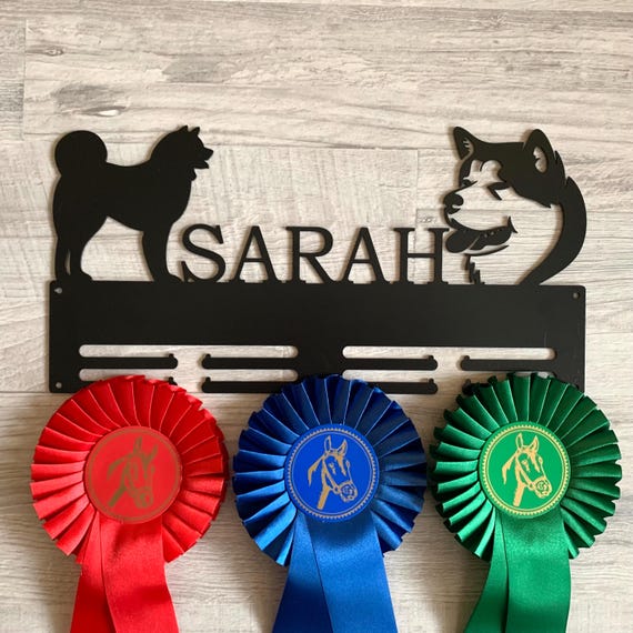 Personalized Dog Show Medal Holder - Custom Dog Name Monogram Display Rack - Metal Awards Holder for Pet Medals - Custom Dog Breed & Design