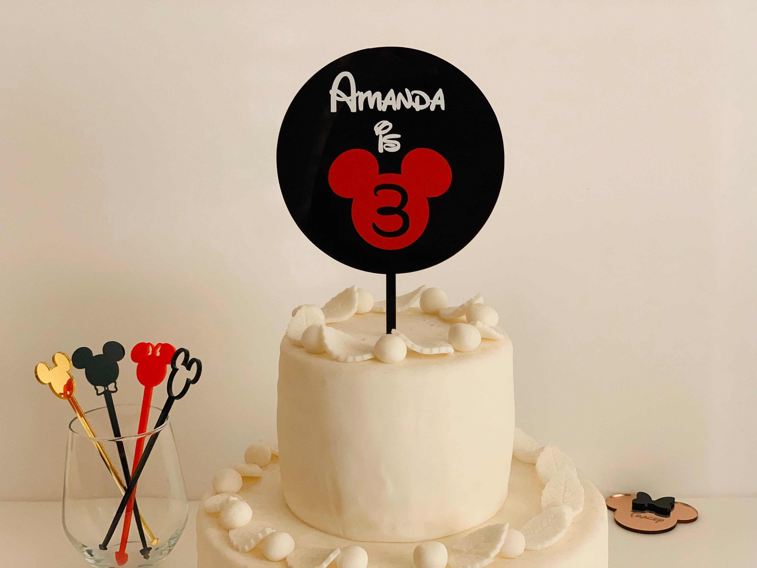 Personalized Mickey Mouse Name Age Cake Topper Custom Personalized Mickey Mouse Name Age Cake Topper Custom