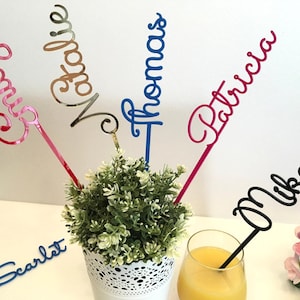 Personalised Name Drink Stirrers Custom Swizzle Stir Stick Wedding Birthday Decorations Cocktail Accessories Bridal Shower, Available Fonts