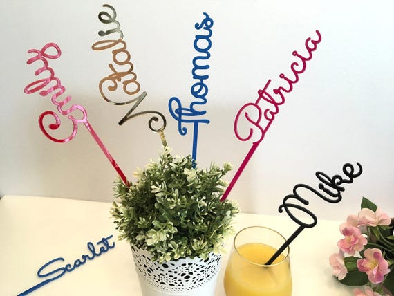 Personalised Name Drink Stirrers Custom Swizzle Stir Stick Wedding Birthday Decorations Cocktail Accessories Bridal Shower, Available Fonts