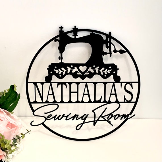 Personalized Sewing Machine Custom Sewing Room Sign Vintage Quilting Sign Custom Name Sign Monogram Metal Sign Gift for Mom Gift for Grandma