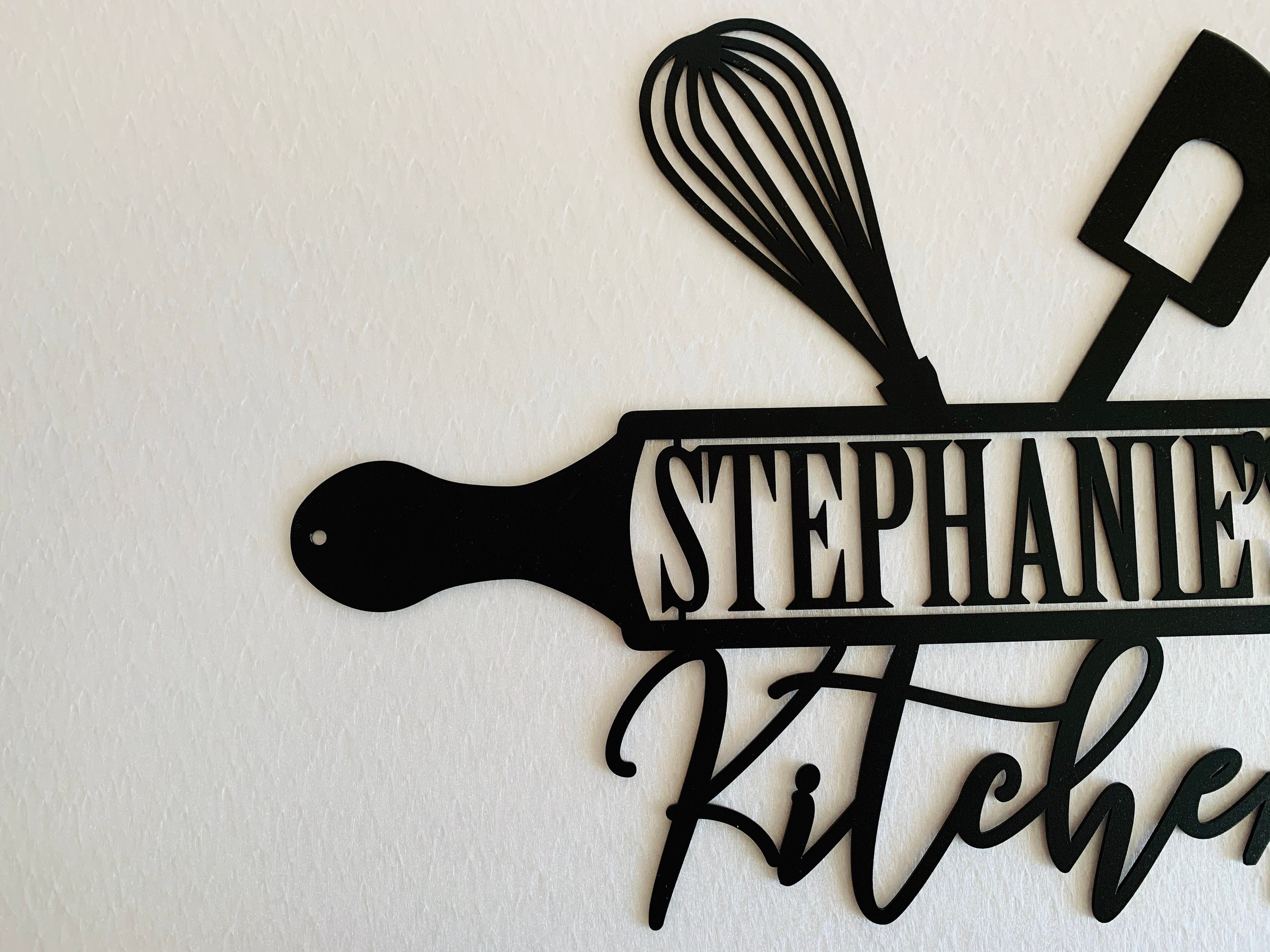 Personalized Kitchen Wall Art Custom Name with Utensils Wall