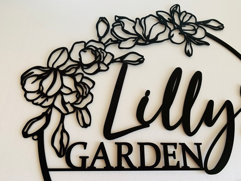 Personalized Flower Garden Name Sign Custom Metal Wall Art Etsy