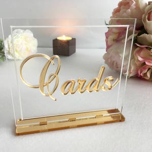 Cards and Gifts Table Signs Wedding Centerpiece Birthday Reception Calligraphy Free Standing Modern Font Elegant Dinner Party Decor image 6