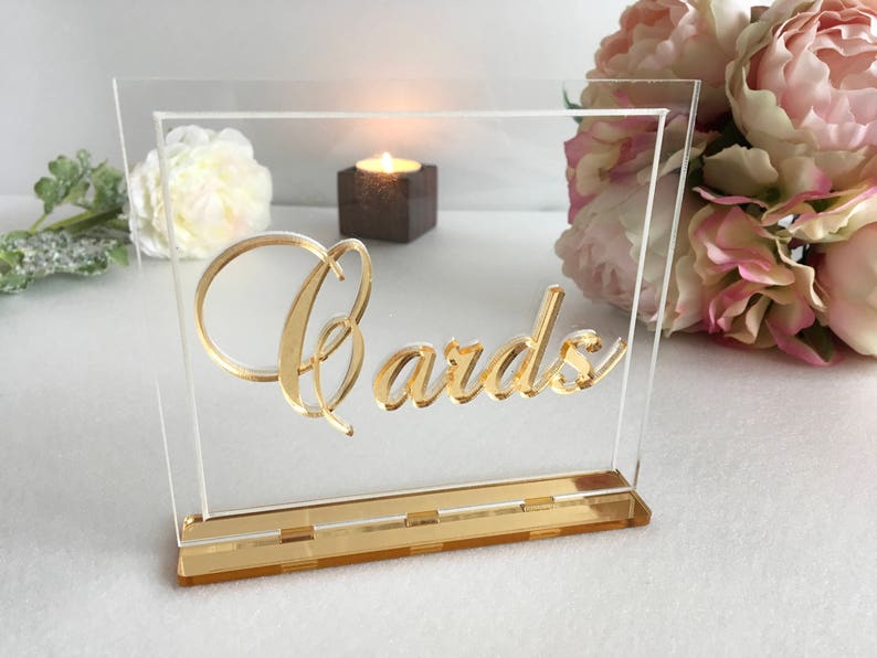 Cards and Gifts Table Signs Wedding Centerpiece Birthday Reception Calligraphy Free Standing Modern Font Elegant Dinner Party Decor image 6