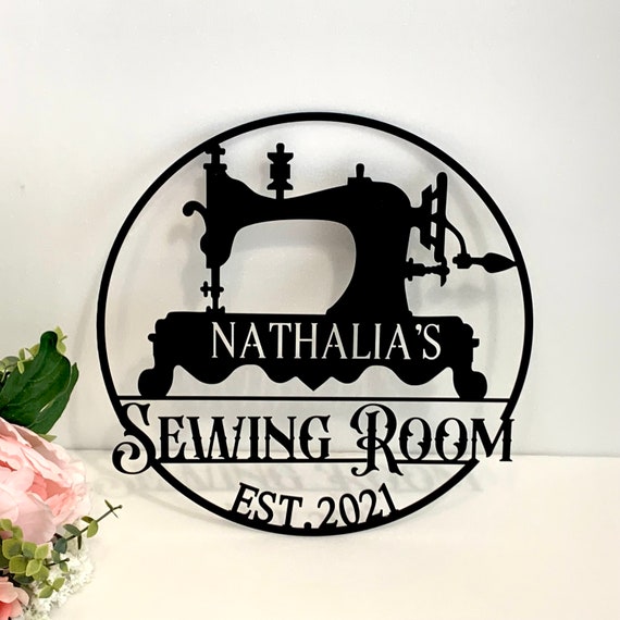 Personalized Sewing Machine Custom Sewing Sign Vintage Quilting Sign Custom Name Room Sign Metal Established Sign Gift for Mom Grandmas Gift