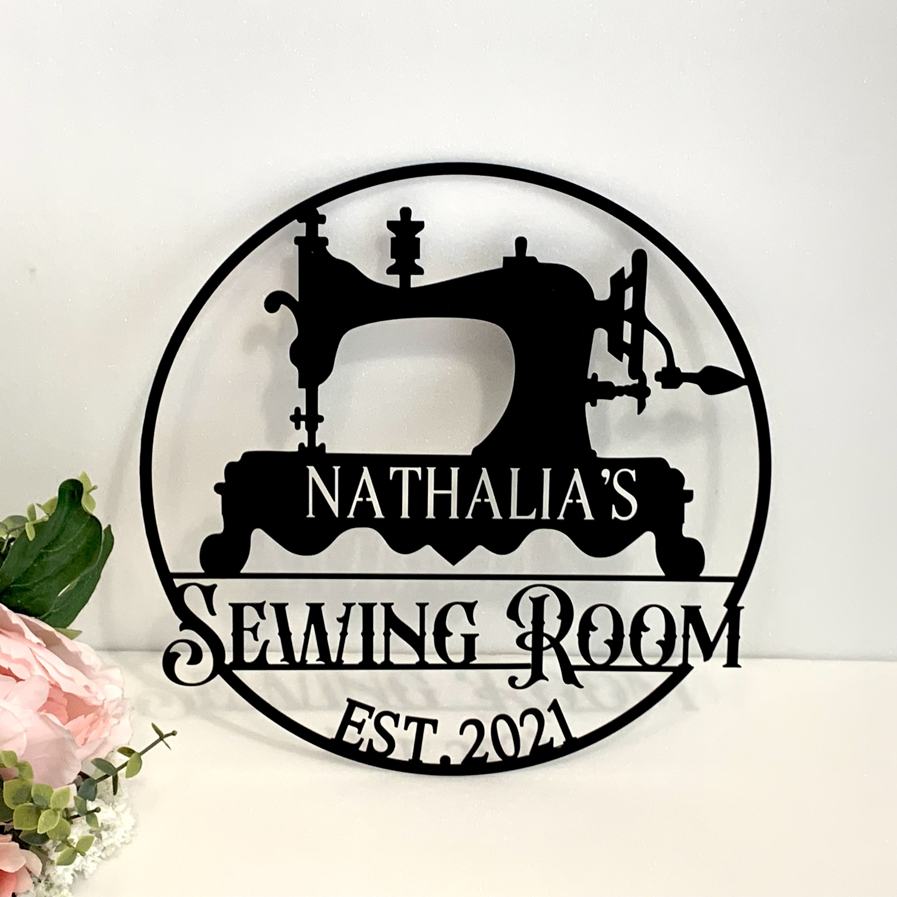  Flowers Sewing Machine Metal Sign for Sewing Room