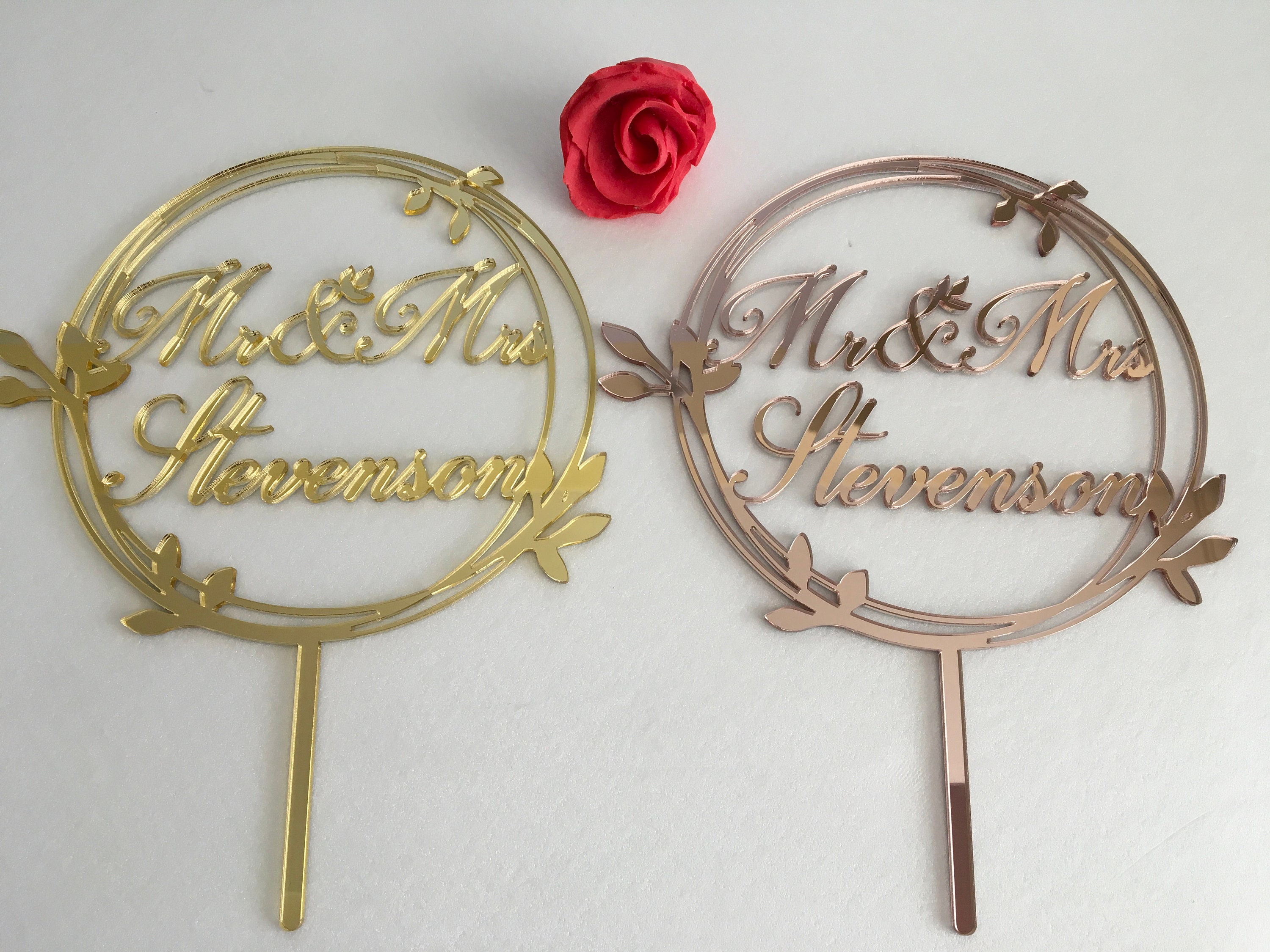 Personalized Wedding Laurel Wreath Cake Topper Last Family Personalized Wedding Laurel Wreath Cake Topper Last Family