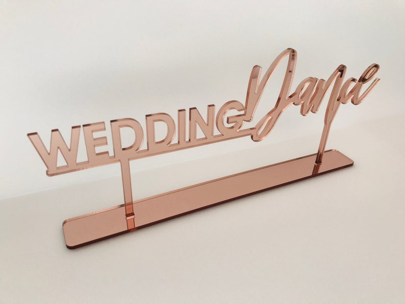 Tabletop Sign Personalized Wedding Custom Name Calligraphy Hashtag Laser Cut Acrylic Wood Free Standing Reception Decor Event Party Welcome image 8