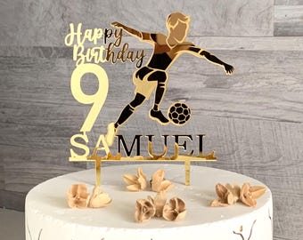 Custom Soccer Cake Topper, Personalized Name & Age, Boy or Girl Player Birthday Decoration