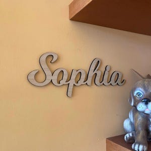 Custom Script Wooden Name Sign, Personalized Word Plaque, Laser Cut Names, Wall Art Decor