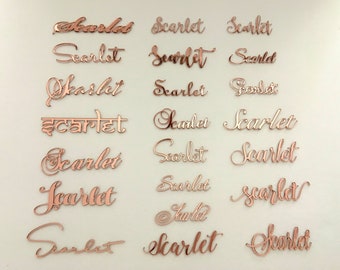Rose Gold Mirror Laser-cut Guest Names – Personalized Acrylic