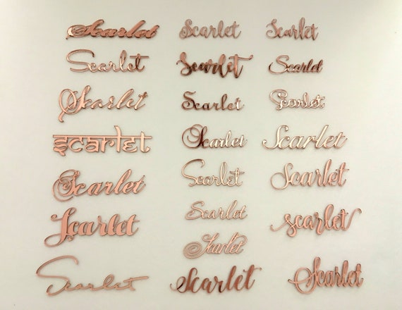 Rose gold mirror Laser cut guest names Place setting Personalized acrylic signs Table wedding plate name Escort place cards Calligraphy tags