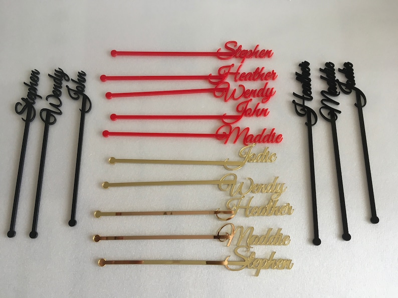 Cocktail bar accessories Personalized name drink stirrers Etsy