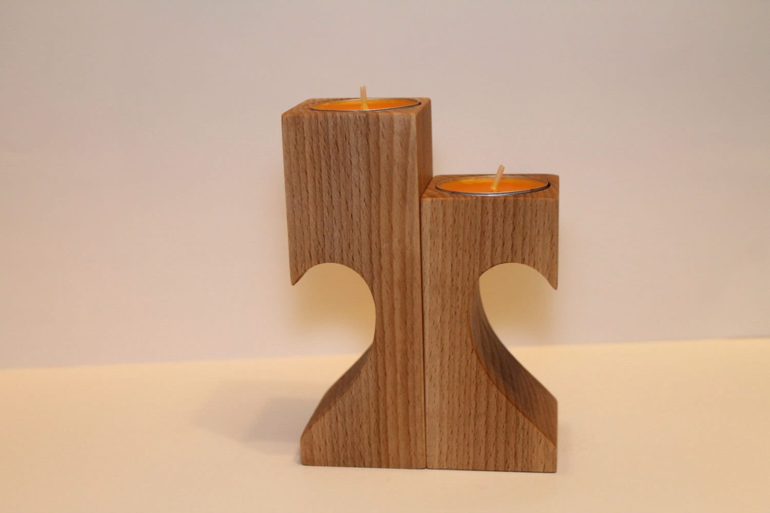 Valentines day gift Wood candle holders Heart shaped Wedding gift Tea