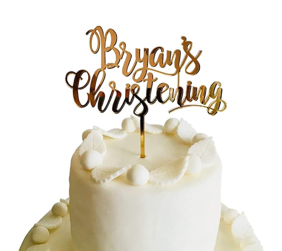 Personalized Christening Cake Topper Custom Name Cake Decorations Communion Custom Baptism Cake Topper God Bless Cake Topper Blessing Sign