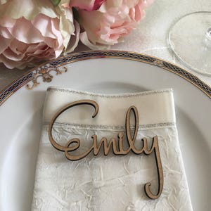 Custom Script Names Wedding Place Cards Rustic Name Cards Personalized Elegant Wooden Laser Cut Name Tags Wedding Reception Wood Place Signs