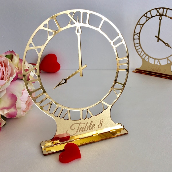 Laser Cut Clock Round Wedding Table Numbers Engraved Unique Freestanding Elegant Gold Acrylic Sign Modern Centerpieces Decor Number Holders