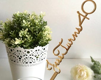 Custom Name & Age Drink Stirrers - Personalized Acrylic Swizzle Sticks – Birthday Cocktail Party Picks