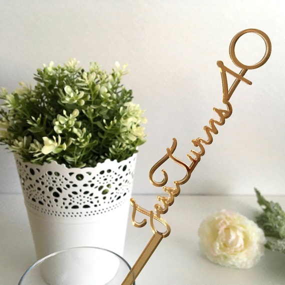 Personalized Name Age Drink Stirrers Happy 40th Birthday Party Custom Wedding Swizzle Stir Sticks Cocktail Acrylic Table Centerpiece Picks
