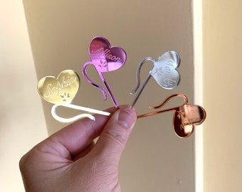 30 Ciondoli Portabevande A Forma Di Cuore In Acrilico Dorato - Segnaposto Per Bicchieri Da Vino - Decorazioni Fai Da Te Per Matrimoni E Feste - 3