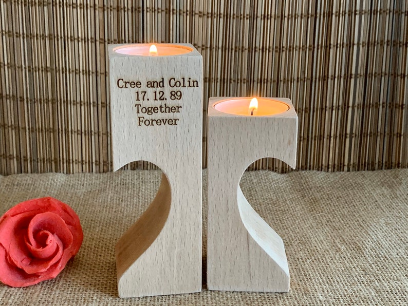 Personalized Engraved Wooden Candle Holder Decorative Tealight Etsy