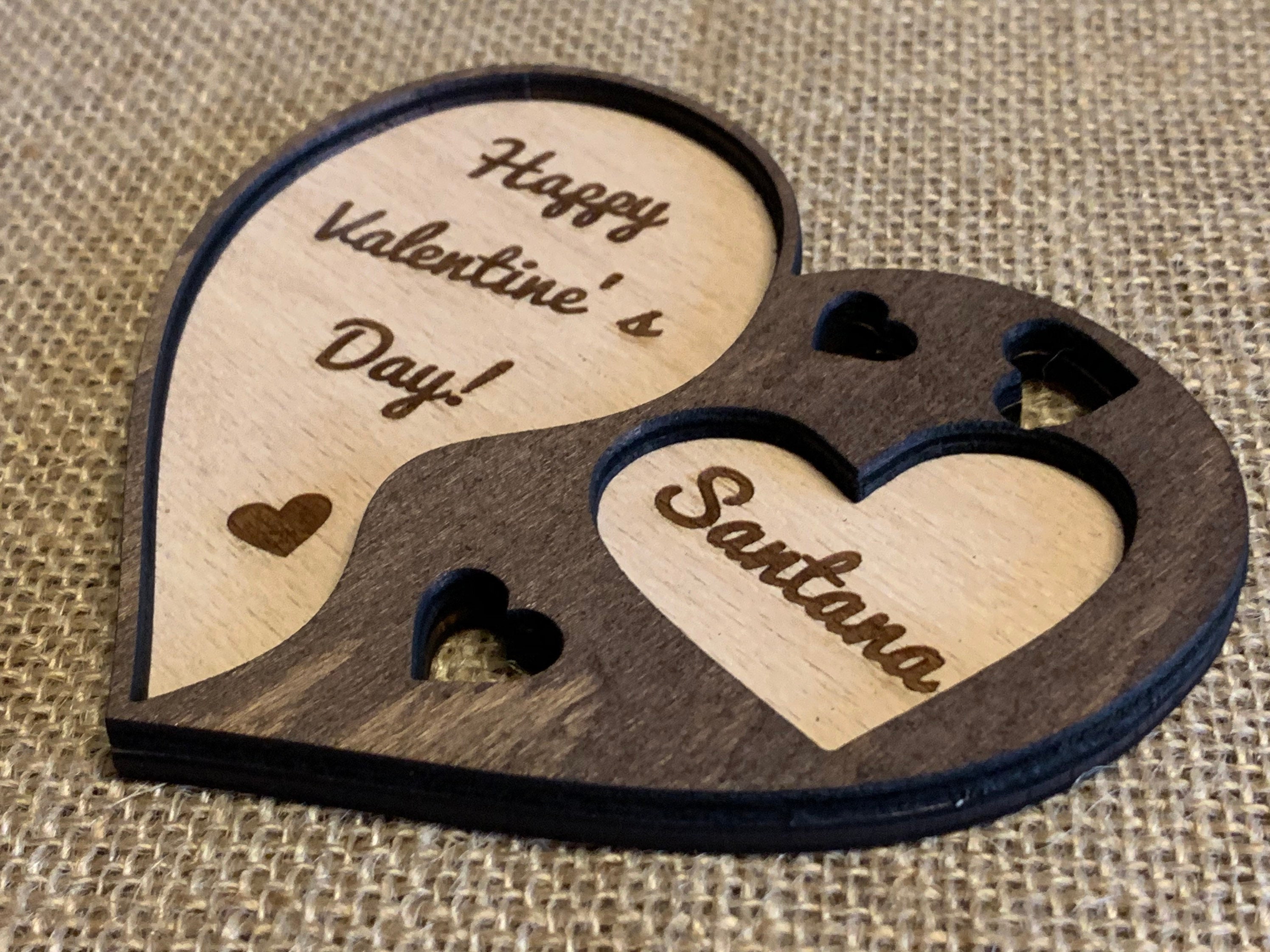 Sun&Beam Heart-shaped Wooden Decorative Hanging Handmade Hearts Ornaments  for Wedding Party Valentine Christmas Home Decoration Car Décor (Customize