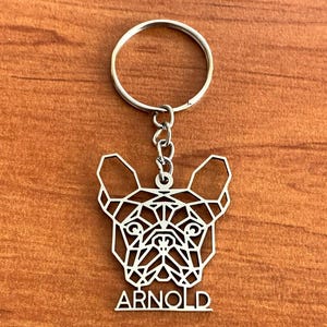 Custom Dog Keychain – Personalized Pet Name Keyring, Stainless Steel Dog Breed Silhouette, Father’s Day Gift, Dog Lover or Memorial Gift