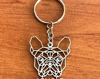 Custom Dog Keychain with Name – Personalized Pet Keyring, Stainless Steel Dog Breed Silhouette