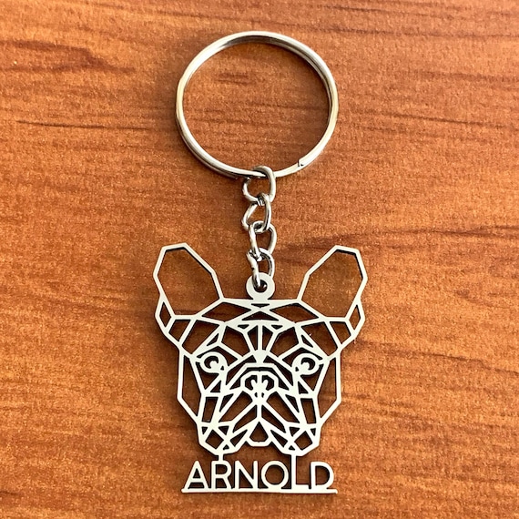 Personalized Dog Keychain Custom Design Customized Dog Breed Any Name Pet Keyring Stainless Steel Dog Silhouette, Fathers day, Memorial gift