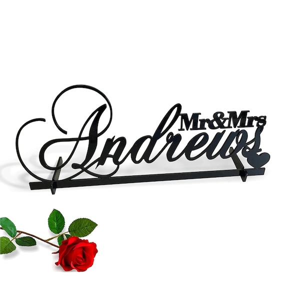 Personalized Mr and Mrs Table Sign Custom Mr and Mrs Sign Sweetheart Table Decor Wedding Centerpieces for Tables Last Name Sign with Heart