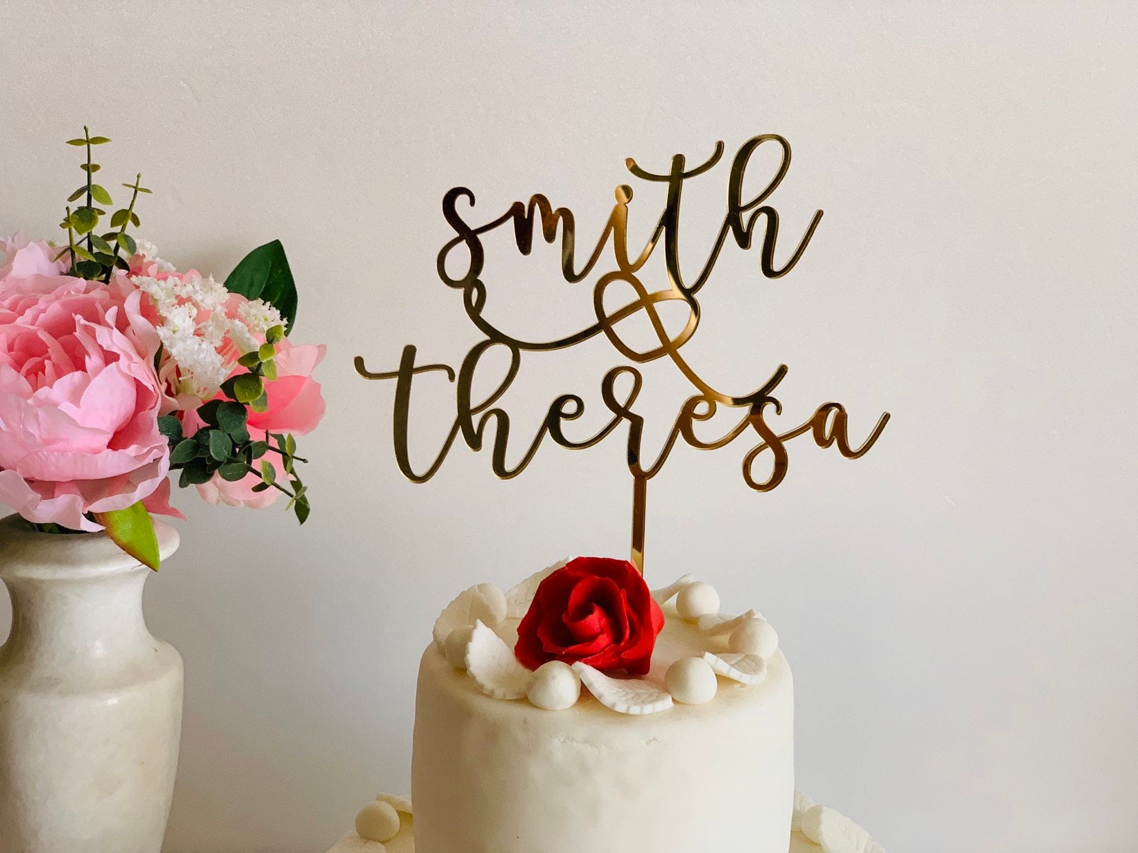 Personalized Wedding Cake Toppers First Names with Heart