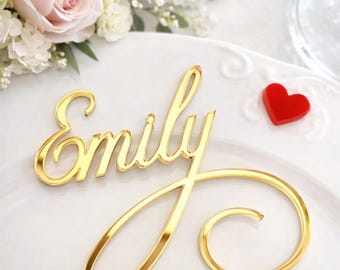 Custom Laser Cut Names, Personalized Wedding Acrylic Place Cards, Calligraphy Font
