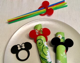Mickey Mouse Napkin Rings - Minnie Mouse Napkin Rings - Acrylic Napkin Rings - Mickey Mouse Theme - Disney Napkin Holder - Birthday Decor