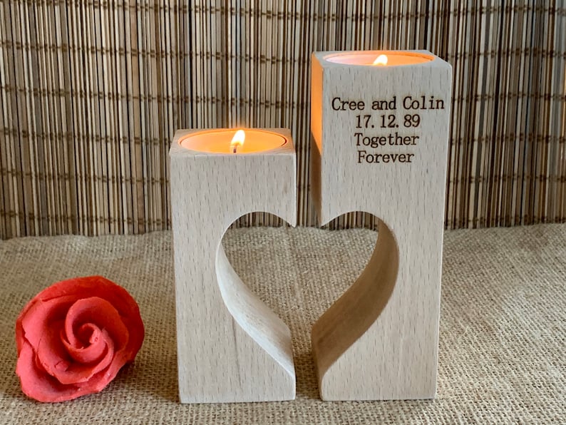 Personalized Engraved Wooden Candle Holder Wood Decorative Etsy