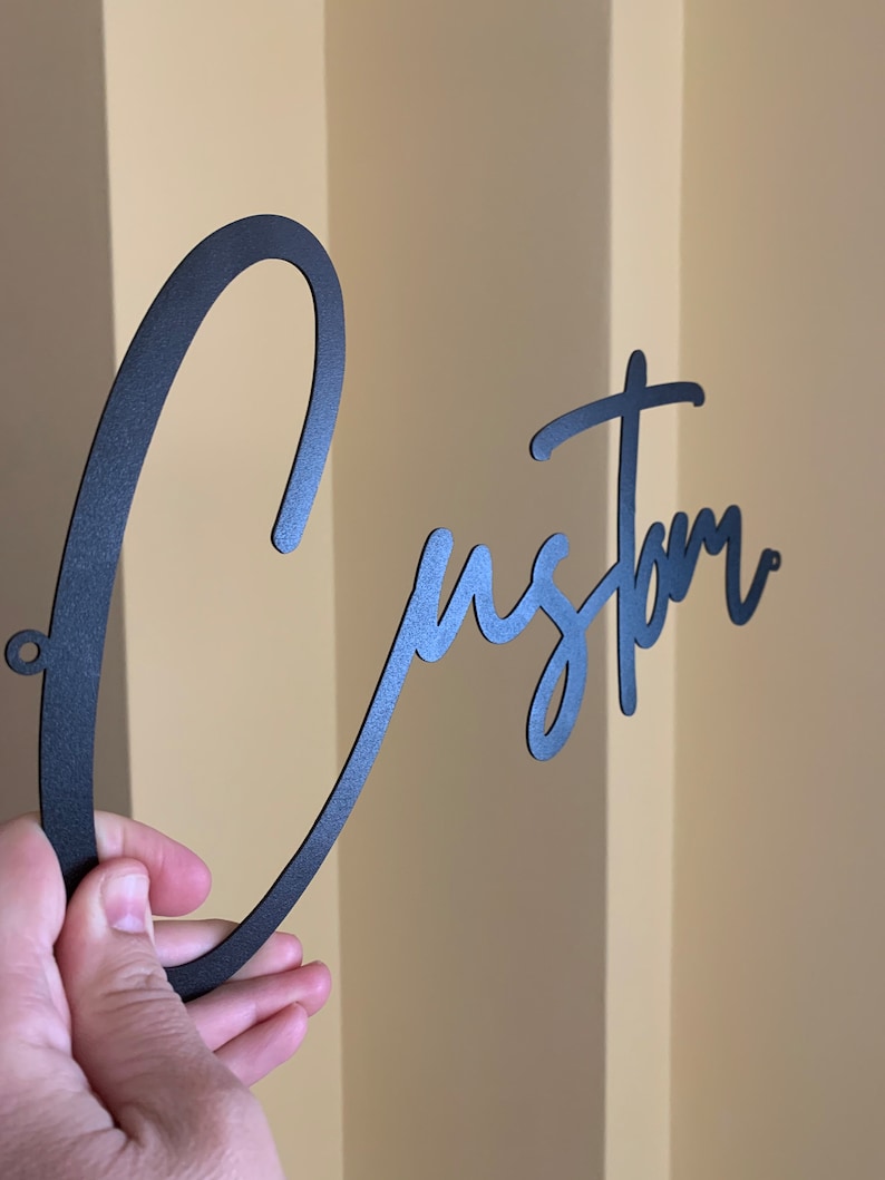 Personalized Metal Words Custom Design Your Text Made To Order Script Name Sign Wall Door Decor Office Nursery Living Room Any Size Any Font image 6